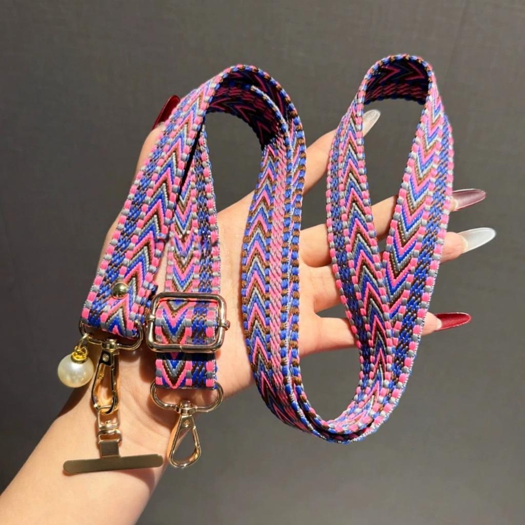 Crossbody Lanyard Neck Strap Case - สายคล้องโทรศัพท์มือถือแบบยาวปรับได้ สายคล้องคอแบบสะพายข้าง คลิปหนีบ สายคล้องโทรศัพท์ประดับมุก สายสะพายไหล่ สายกันหาย